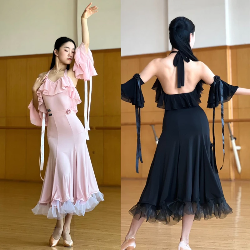 

Fashion Ruffled Modern Dancing Dress Women Party Latin Dance Performance Dress Adults Stage Competition Dance Dresses SL8792
