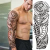 Autocollant de tatouage temporaire imperméable motif totem géométrique, bras complet limité à la manche, grande taille, faux tatouage flash pour hommes et femmes 1