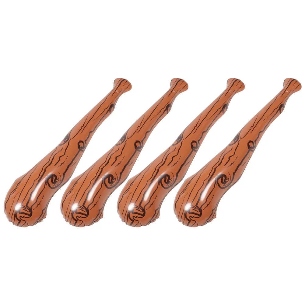 Inflatable Baseball Bat Fake Wood Sports Cheering Stick Supplies Kids Sticks Pvc Toy 4 Pcs