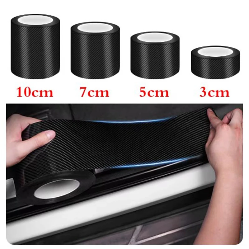 5/3m Car 3D Carbon Fiber Stickers Door Sill Anti-stepping Protector Trunk Bumper Side Mirror Anti Scratch Tape Auto Decals