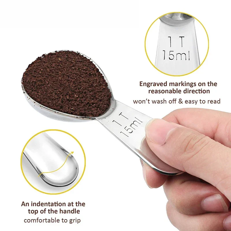 Measuring Spoon Coffee Scoop Stainless Steel Tablespoon Measuring Scoop Coffee Bean Sugar Powder Measure Spoon Kitchen Tools