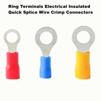 100PCS RV1.25 RV2 RV5.5 Insulated Ring Lugs Crimping Terminals  Electrical Wire Cable Connectors