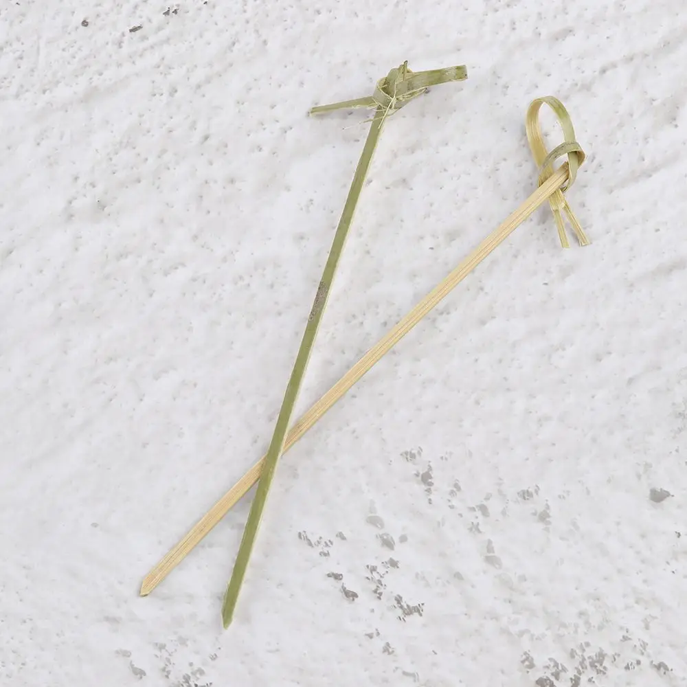 Description Picture 4 of item100pcs Barbeque Kitchen & Bar Party Decoration Fruit Forks Cocktail Picks Bamboo Knot Skewers Stick