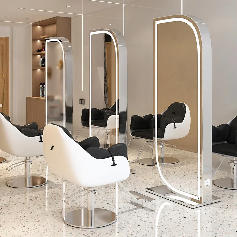 Stainless Steel Barbershop Mirror Hair Salon Hairdressing Mirror Cheap Haircut Lounge Taburetes Con Ruedas Nail Salon Furniture dressing barber chair aesthetic stool luxury wheels pedicure chair stylist stainless steel bench taburete con ruedas furniture