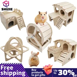 Dwarf Hamster House Diy Hamster Accessories Wooden Gerbil Hideout House And Canary Seesaw Pet Exercise Exercise Toy Set Cage