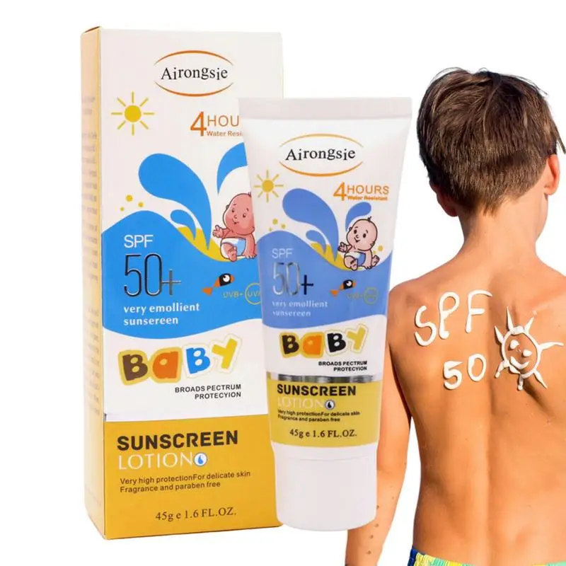 Children's Sunscreen 45g kids Sunblock Cream Hydrating Refreshing Face Body Sunscreen Soothing Calming Facial Moisturizing Cream