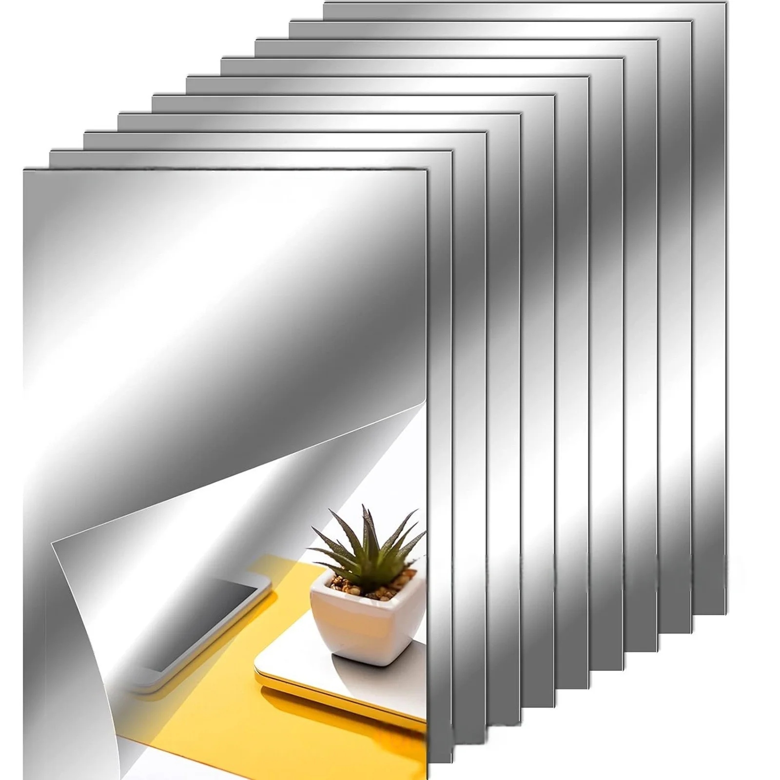 10/20pcs 15/20cm 3D Self-Adhesive Mirror Wall Stickers 2mm Thick Flexible DIY Art Acrylic Stickers for Living Room Decoration