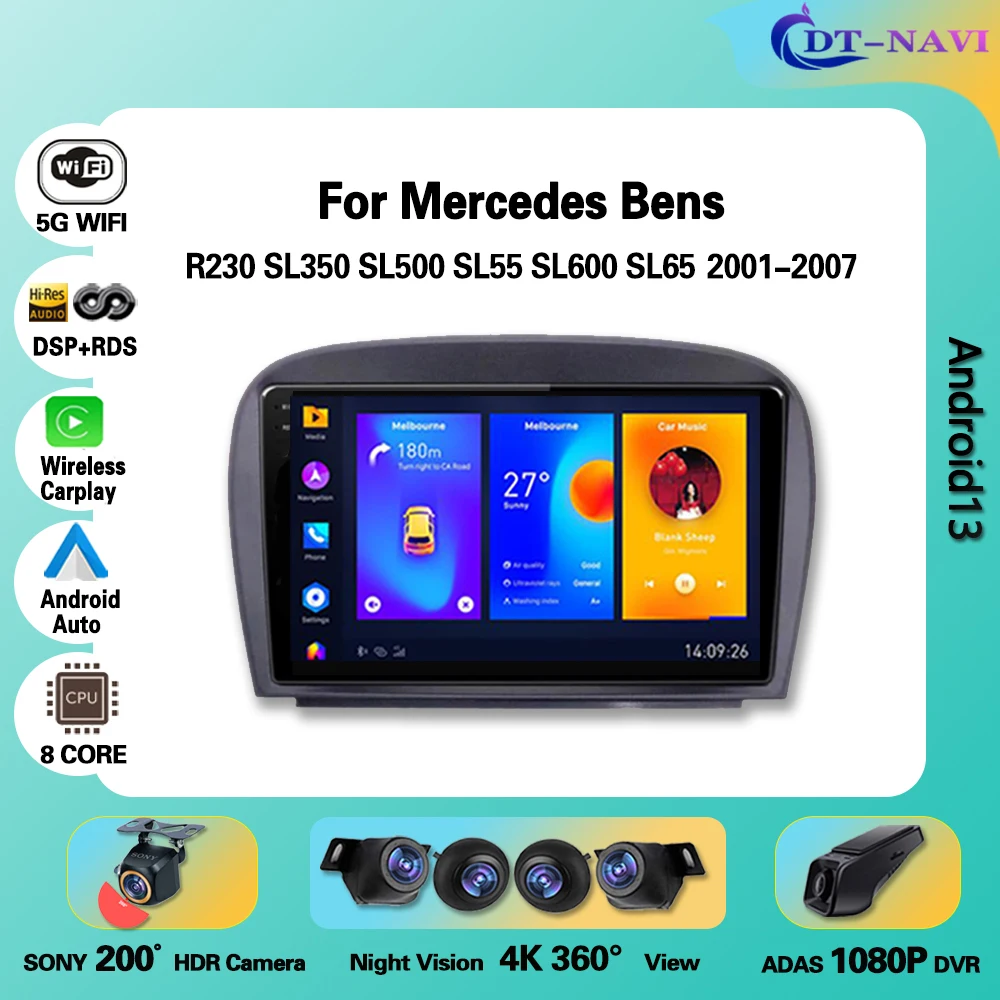 

Car Radio Wireless carplay Android For Mercedes Bens SL R230 SL350 SL500 SL55 SL600 SL65 2001-2007 Car Multimedia player Auto