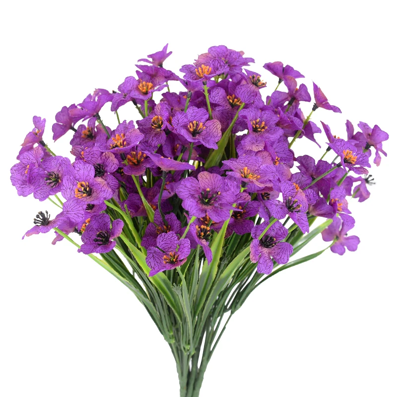 1pcs Lifelike Violet Artificial Flower for Outdoor Decor UV Resistant Fake Plants Outside Porch