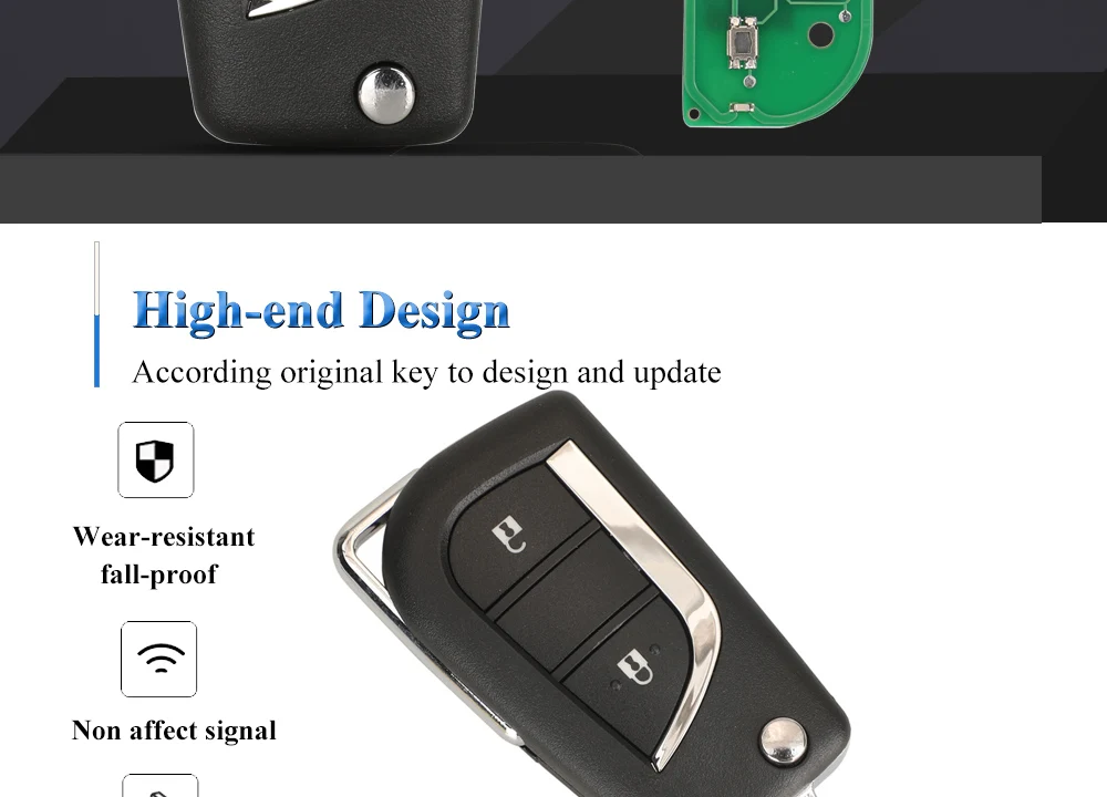 Keyforkess-FCCID BA2TA 2 pulsanti telecomando Flip chiave 433MHz H-8A Chip FOB per Toyota Hilux 2015 2016 2017 2018 2019 2020 - Sdeb519e92d154875be543ac50b9fbcedM