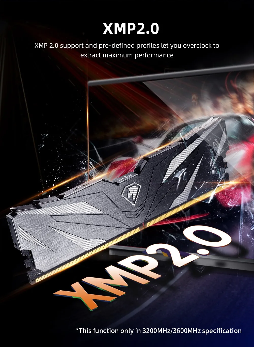 Description Picture 4 of itemNetac DDR4 RAM memory XMP2.0 3600MHz 3200MHz 32GB 16GB for diy gaming computer Rams support Intel AMD Motherboard 1.35V
