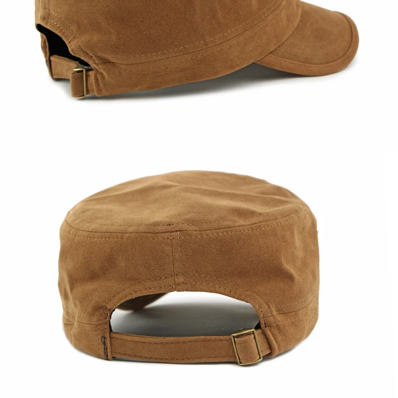 HT5008 Baseball Kappe Männer Frauen Herbst Winter Kappe Hut Mode Wildleder Flache Top Armee Kadett Kappe Männlich Weiblich Einstellbare Snapback Caps – Detail 11