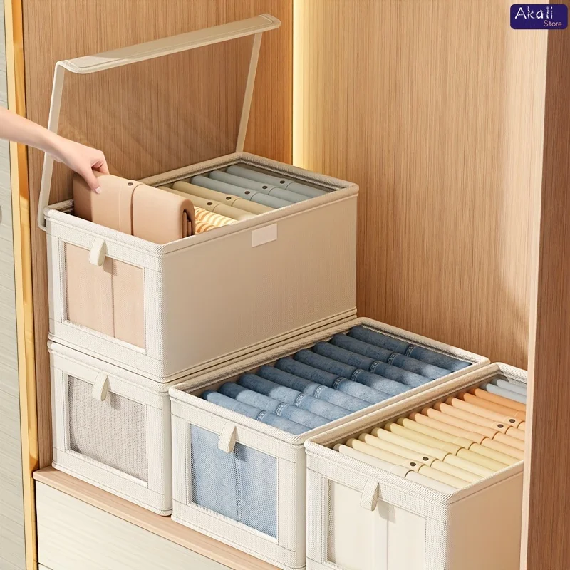Foldable Canvas Storage Box with Clear Window for Home Organization