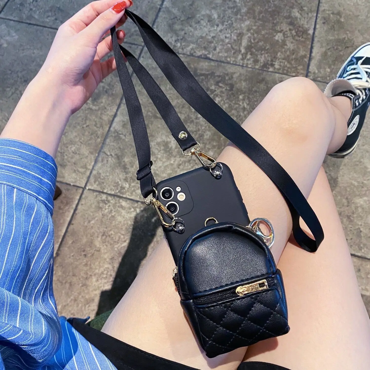 Compact Schoolbag Wallet with Stand Function and Long Hanging Strap