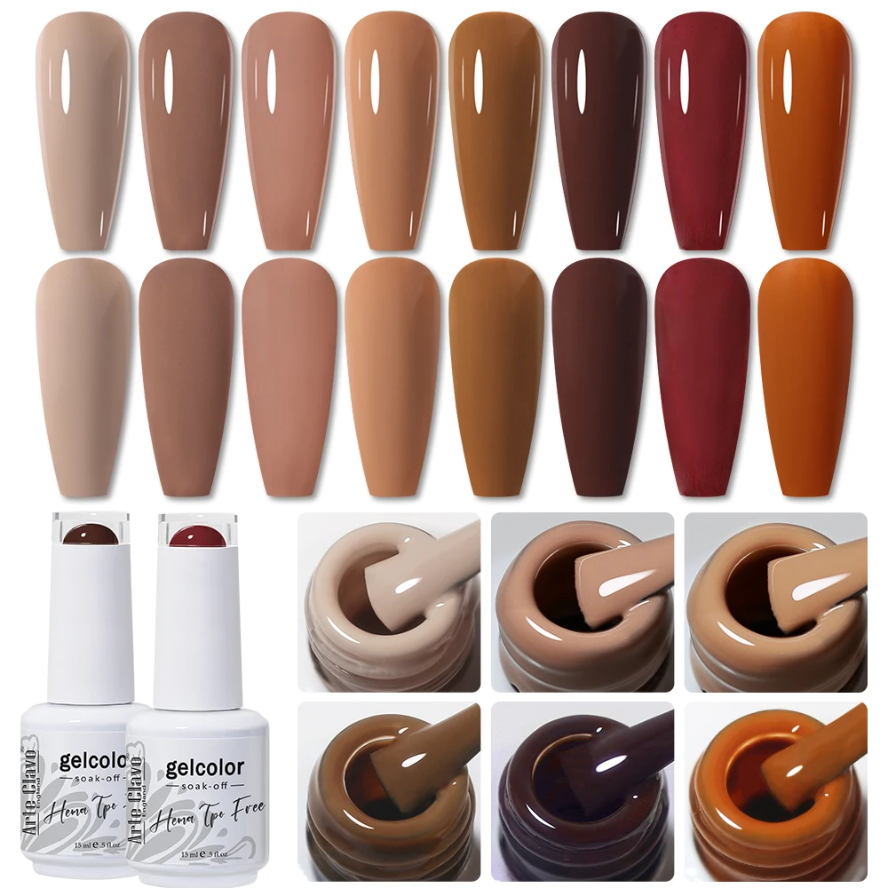 15ML Red Brown Color Gel Nail Polish Autumn Winter Nail Art Gel Supplies Semi Permanent Soak Off UV Varnish