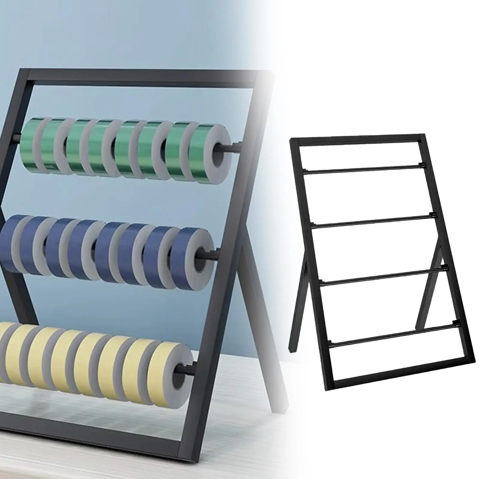 Ribbon Organizer 4 Tier Wooden Ribbon Storage Stand Spool Sewing Thread Display Rack for Cake Shop Sewing Craft Room