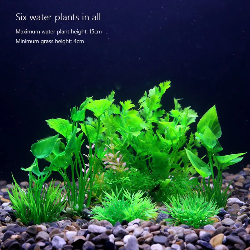 Vibrant Underwater Landscape Decoration - Green & Purple Aquatic Plants and Flowers