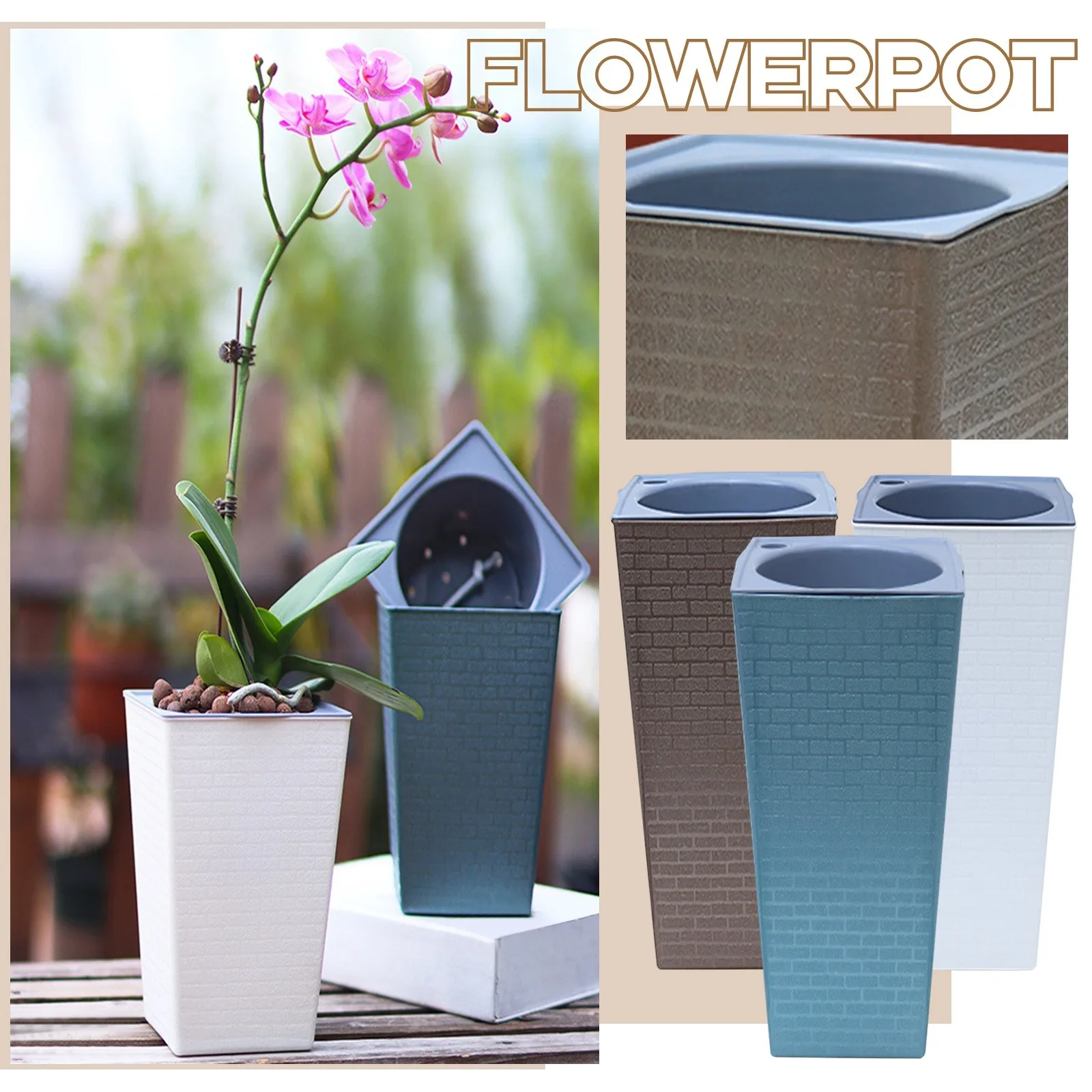 Tall Square Decorative Flower Pot for Indoor & Outdoor Use - Stylish Home and Garden Accent Planter