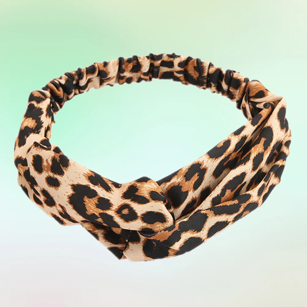 Wide Hair Bandss Leopard Hair Band Elastic Bohemia Hair Bandss Non- Running Sports Yoga Headwear ( Leopard )