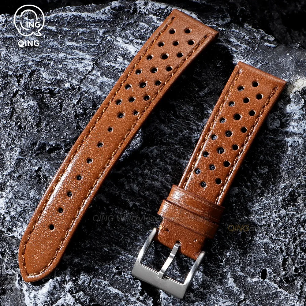 Vintage Genuine Leather Watch Bands - Cowhide Straps, Breathable Bracelet, 18mm, 20mm, 22mm Sizes