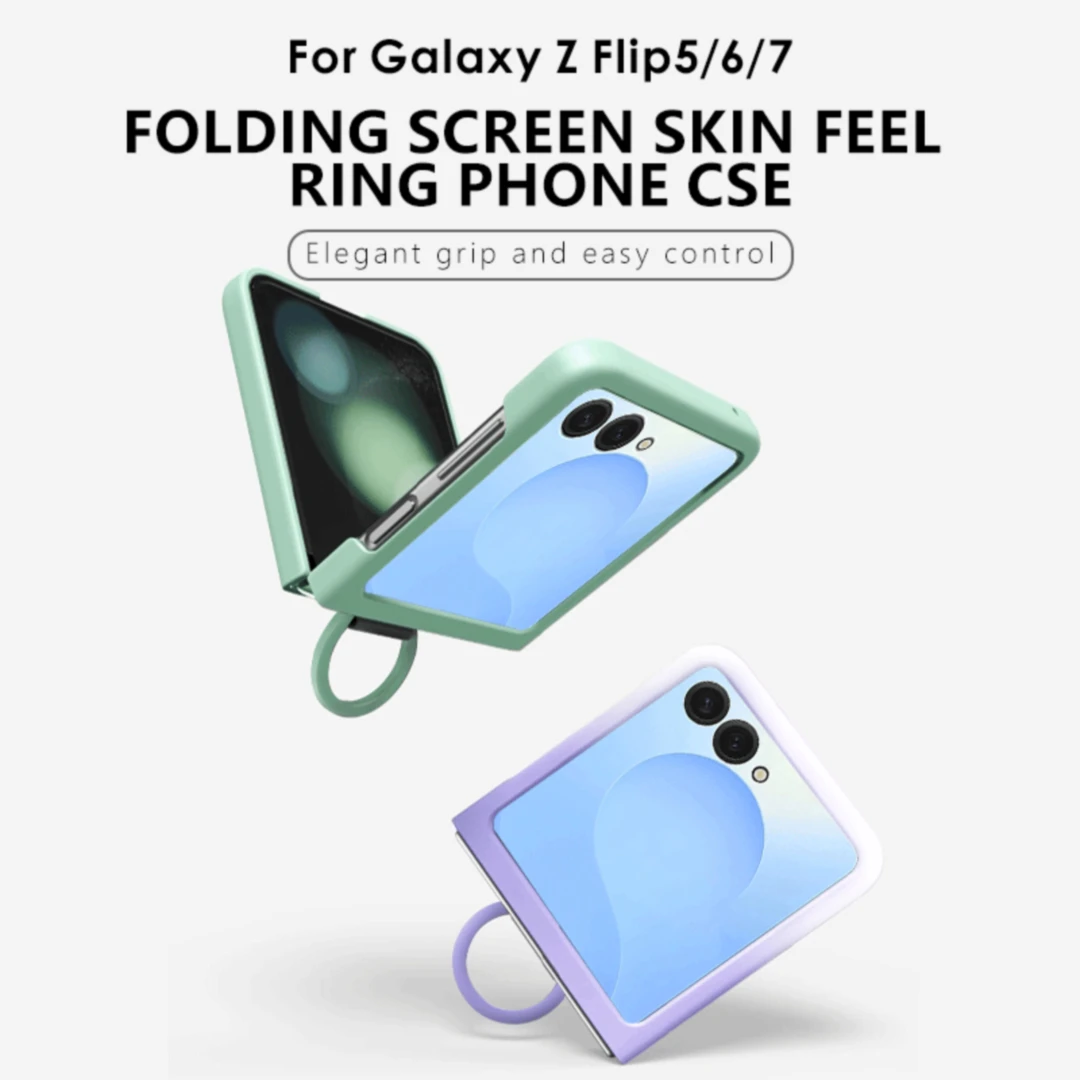 Luxury Skin Feel Shockproof Silicone Phone Case with Finger Ring - Candy Color Hard Cover