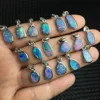 Unit One Piece 925 Silver Buckle With Natural Australian Opal Crystal Healing Random Shape Pendant 6