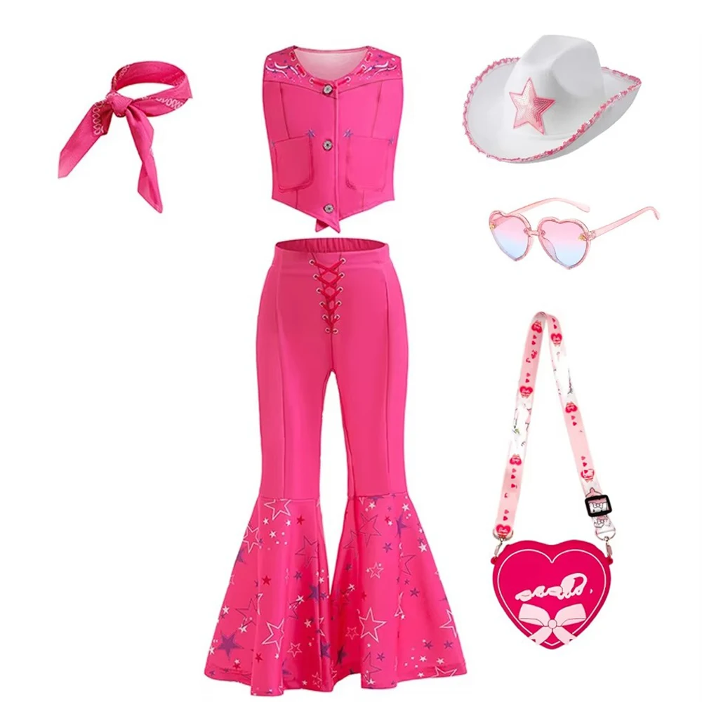 Girls Cowgirl Dress Girls Costume for Kids Girls Cosplay Birthday Party Princess Pink Halloween Carnival For Girls Top Trousers - 5