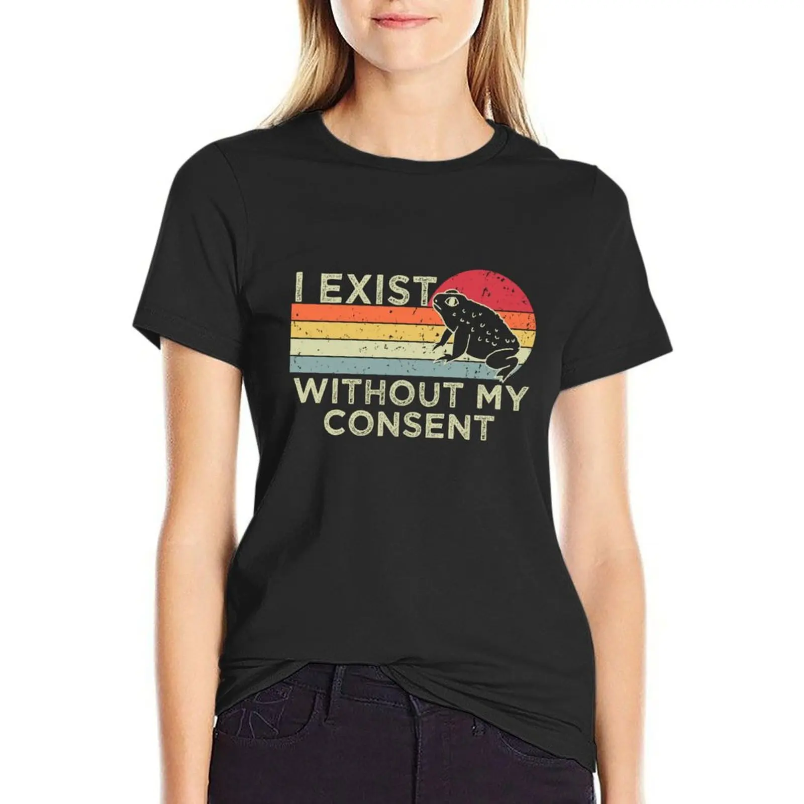 i exist without my consent , funny frog T-Shirt aesthetic clothes Aesthetic clothing cute clothes Women clothing