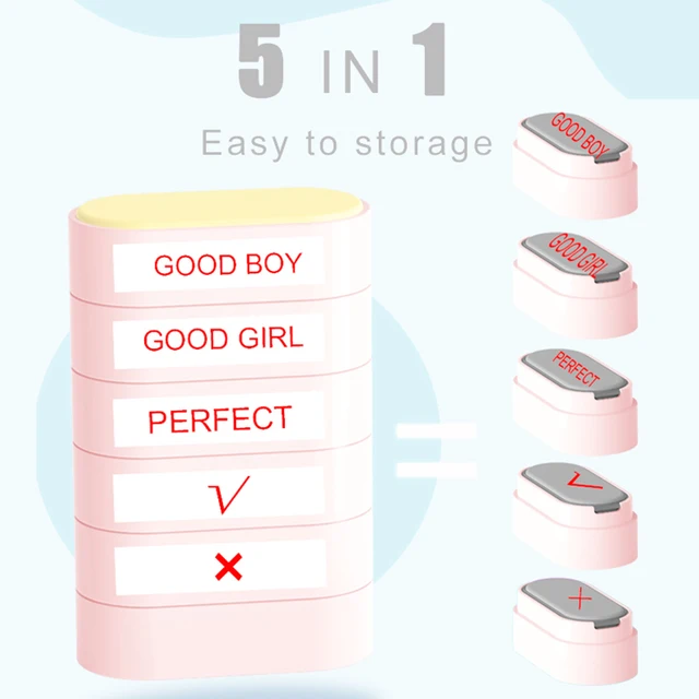 5 in 1 Children's Name Seal Custom Teacher Student's Name Stamp Kindergarten Clothes Waterproof Name Sticker Kawaii Montessori 2