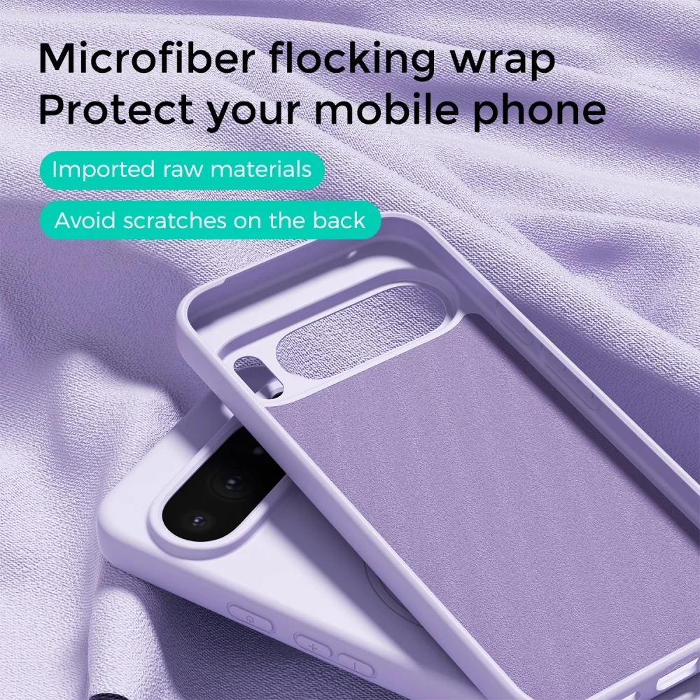 Premium Liquid Silicone Glossy Magnetic Phone Case with Built-In Flocking Lining