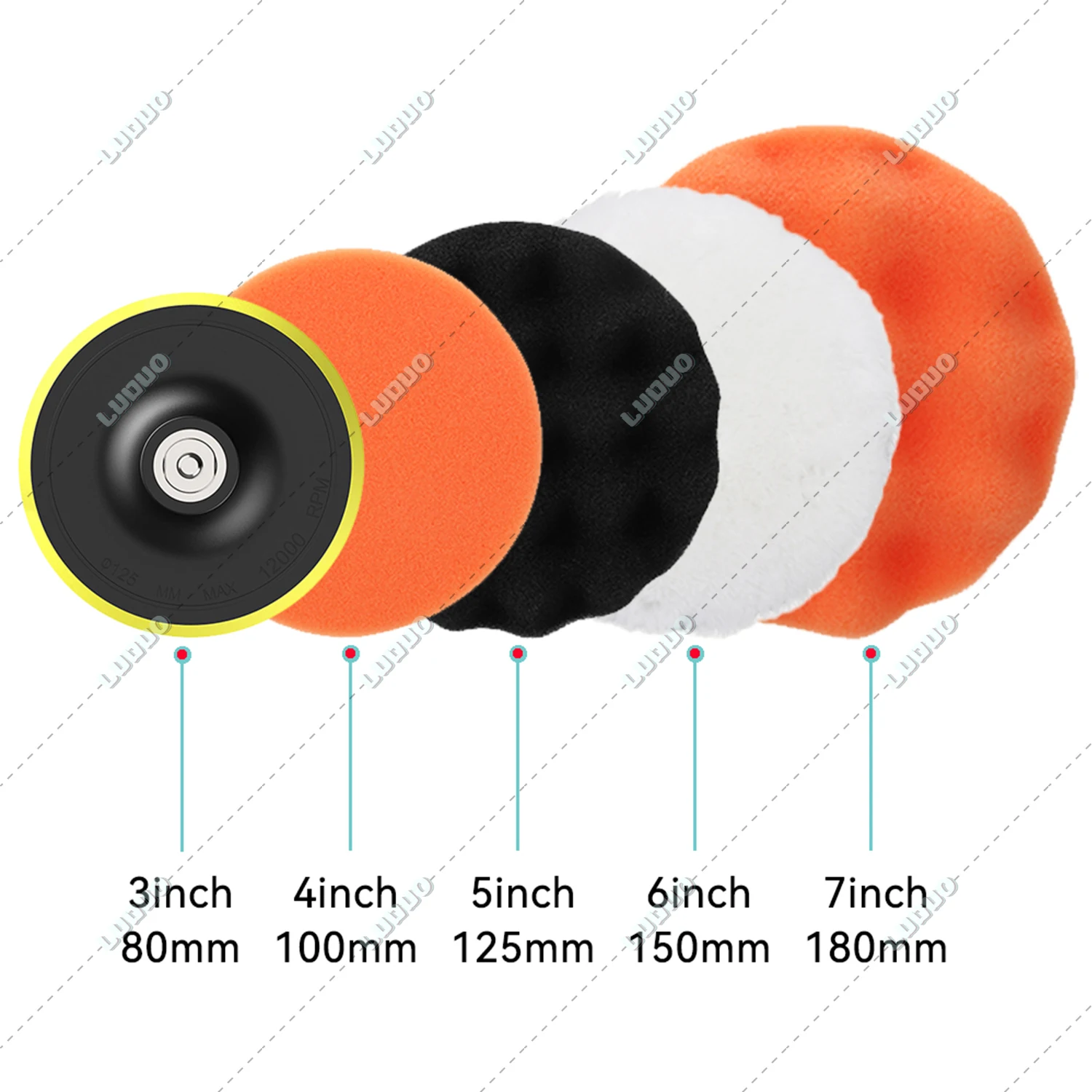 Car Detailing Headlight Restoration Sponge For Auto Polishing Waxing Washing Cleaning Wool Pad Backing Plate Sandpaper Kit
