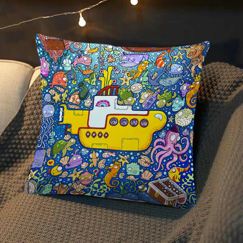 Pillowcase Yellow Submarine Cushion Cover Anime Pillow Covers Square Pillow Case Sofa Car Bed Room Decors Short Plush Dakimakura