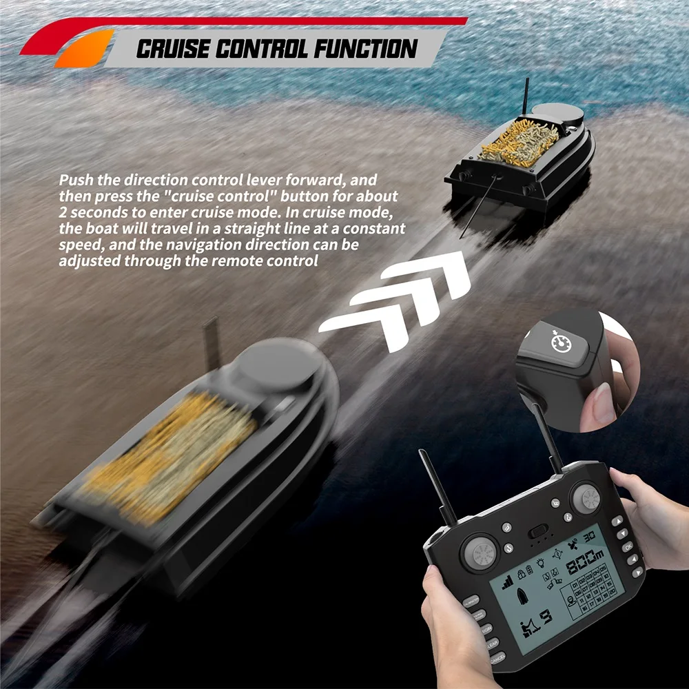 V030 RC Bait Mini Fishing Boat Multiple Ground 180 Anchor Points Sonar Fish Finder For Fishing Double Hook Pull Net