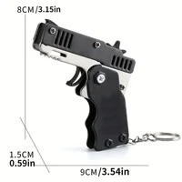 Metal Toy Gun Mini Burst Folding Rubber Band Gun Alloy Model Gun Pendant Outdoor Sports Toy Pistol Keychain for Boys Kids 2