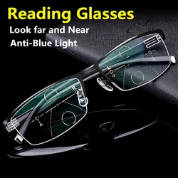 Reading Glasses Men Progressive Vision Adjustment Bifocal Reading Glasses Converted Light Multifocal Glasses for Men