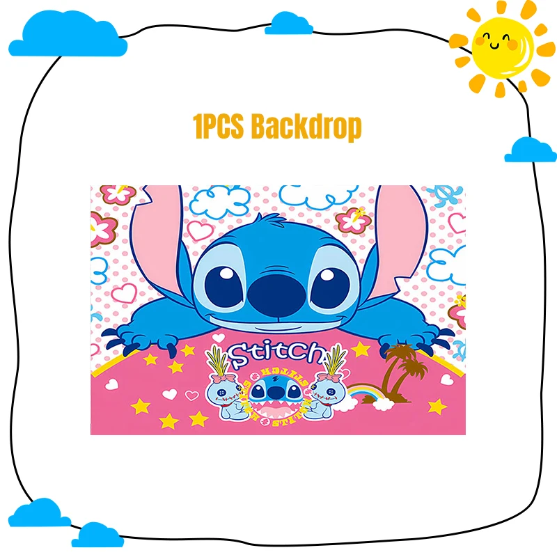 thumbnail image 1 of Decoraciones para fiesta de cumpleaños de Disney Stitch, vajilla con temática azul y rosa, vasos de papel, platos y manteles de Lilo y Stitch para niños, 1 of 5