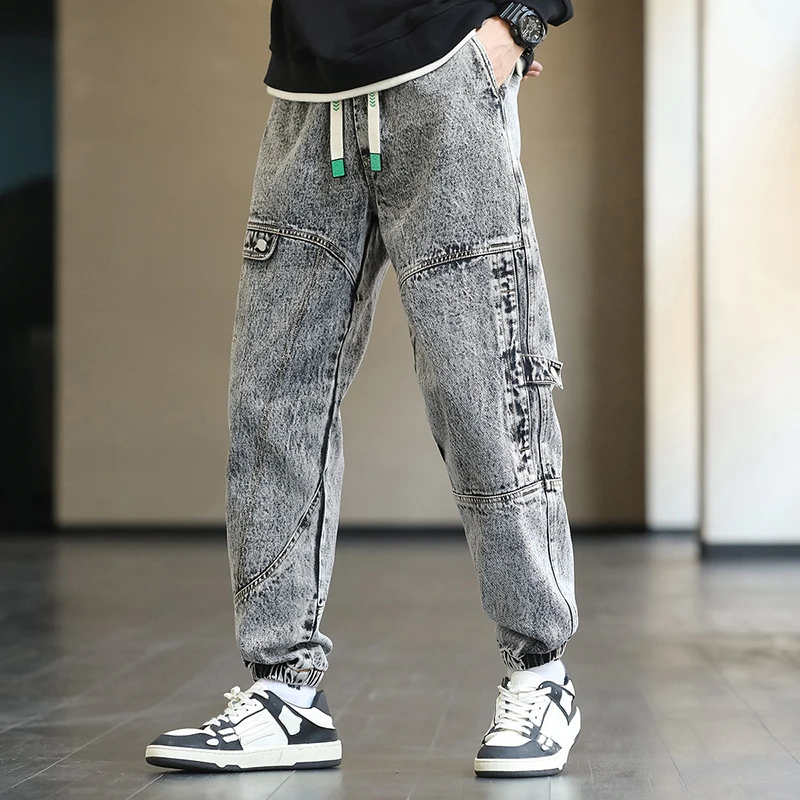 

Spring Summer Black Blue Cargo Jeans Men Streetwear Denim Jogger Pants Men Baggy Harem Jean Trousers Plus Size 6XL 7XL 8XL