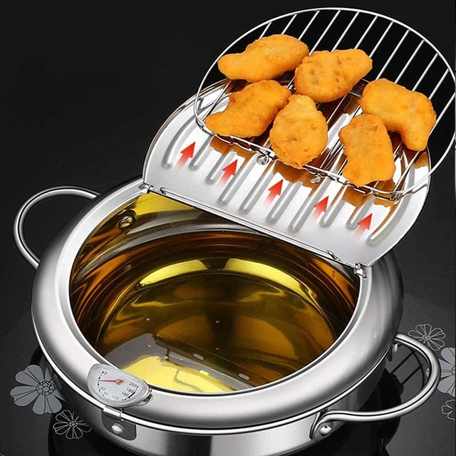 Deep Fryer Pot, Japanese Tempura Small Deep Fryer Stainless Steel