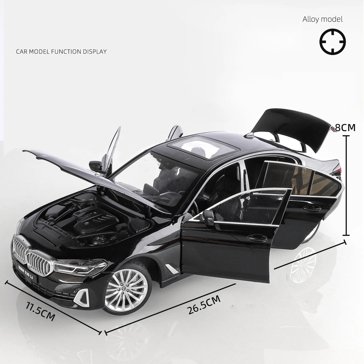1:18 BMW 530 Li 합금 미니어처 자동차 모델 다이캐스트 금속 정적 스케일 모델 자동차 컬렉션 어린이 생일 장난감 자동차 차량