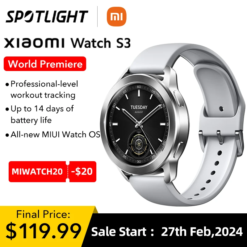 2024 World Premiere Global Version Xiaomi Watch S3 1.43 "Amoled Aii -New Miui Watch Os 486Mah Batteria Rilevamento Avanzato Della Salute