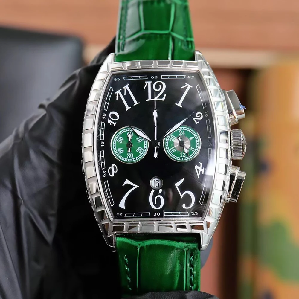 2023 New FM Multi-function wine barrel watch Top brand Luxury leather men's quartz watch High quality men's gift clock