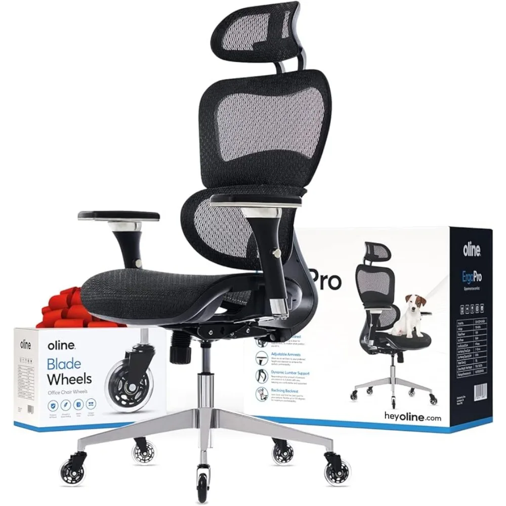 

Ergonomic Office Chair Rolling Desk Chair with 4D Adjustable Armrest 3D Lumbar Support Blade Wheels Living Room Chairs Gamer