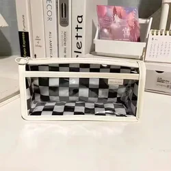 Elegant Checkerboard Pencil Case - Large Capacity & Portable Stationery Organizer (Opening Checkerboard)