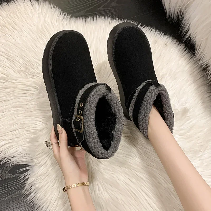 2023 Winter New Shoes for Women Fashion Women's Snow Boots Belt Buckle Comfortable Warm Ankle Boots Women Platform Shoes