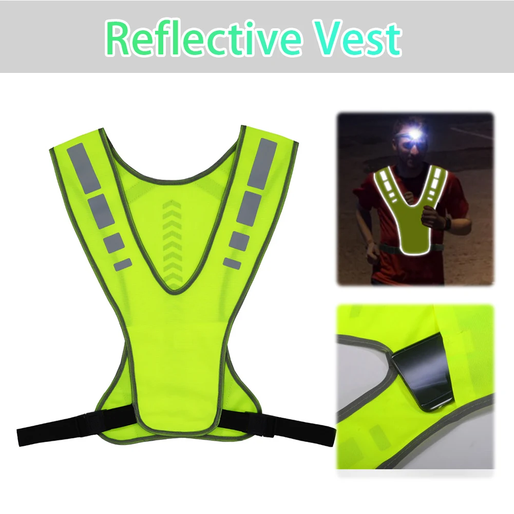 Reflective Safety Vest Motorcycle Safety Jacket Breathable Visible Reflective Vest Adjustable Reflective Running Vest for Outdoor Night Riding