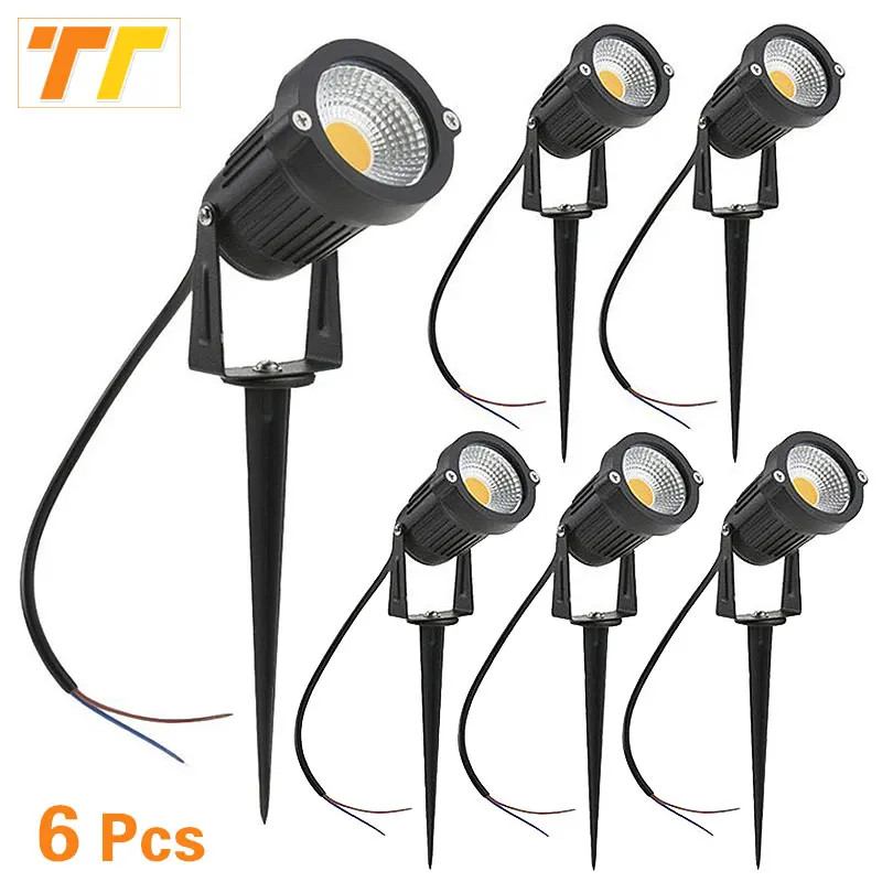 6Pcs Garden Lawn Lamp AC85-265V 7W 5W 10W 15W DC12-24V  Outdoor LED Spike Light Path Landscape Waterproof Spot Bulbs