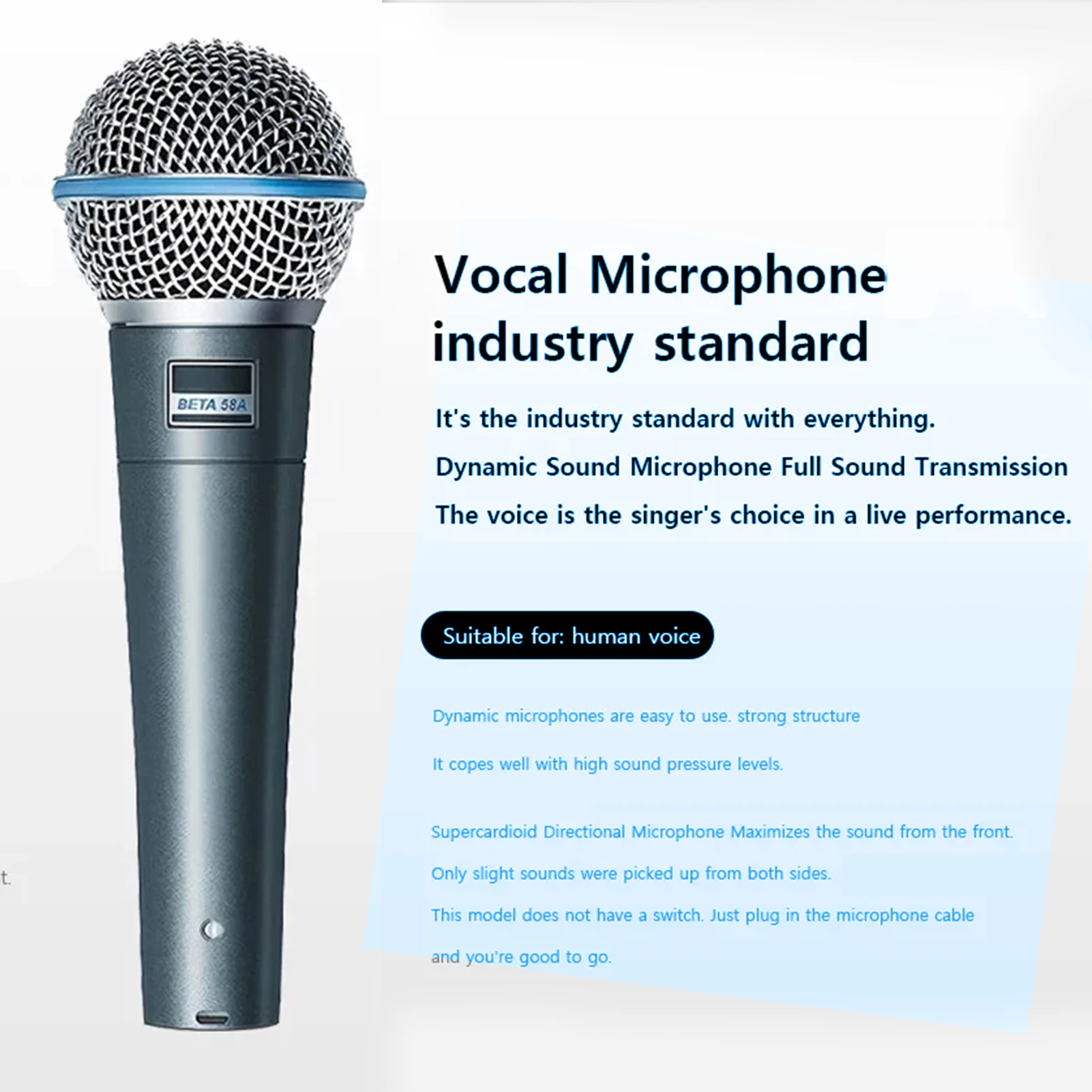 Beta 58A Microfono Dinamico Supercardioide Per Canto Sul Palco Microfono Cablato Professionale Per Karaoke Bbox Registrazione Vocale