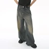 IEFB Men's Vintage Jeans Fashion Washed Street Casual Wide Leg Denim Pants Summer Distressed Loose Male Versatile Trousers 9C354 4