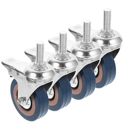 4pcs 3 Inch Industrial Caster PVC Rolling Wheels Swivel Castor with Brake for Truck Trolley Chair (M12x30)