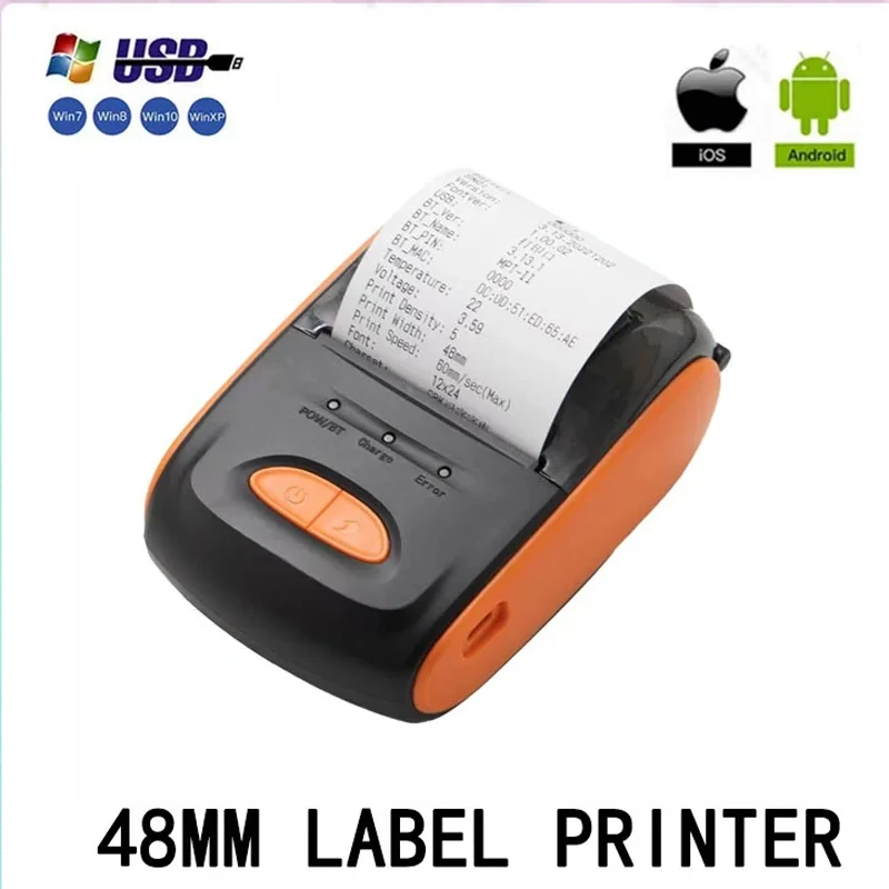 

Портативный Bluetooth-принтер с поддержкой Android и iOS, 58 мм